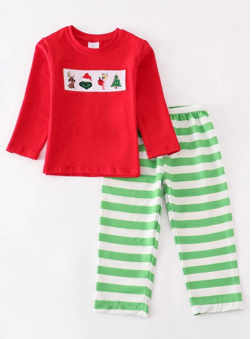 Grinch Stripped Boy Set