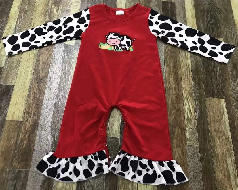 Cow Print Red Onesie