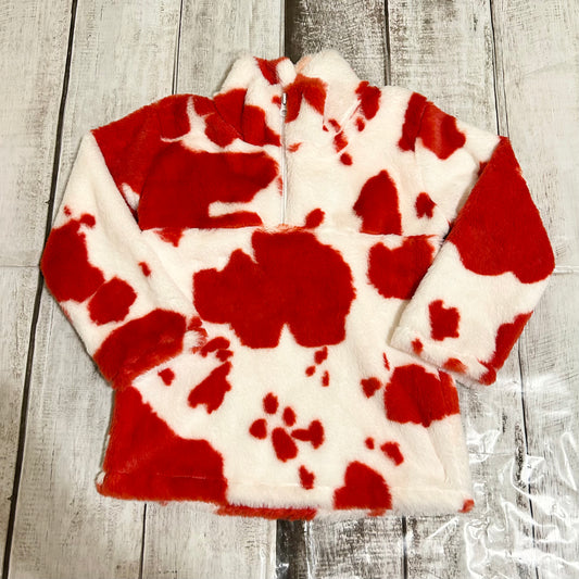 Red Cow Print Pullover